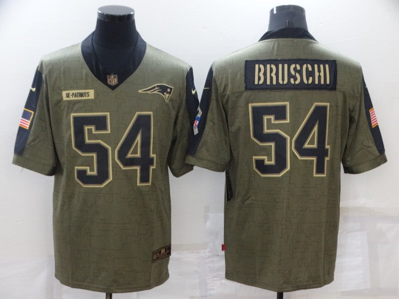 Men’s New England Patriots Tedy Bruschi #54 Brown Jersey