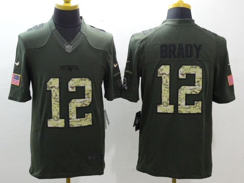 Men’s New England Patriots Tom Brady #12 Army Green Jersey