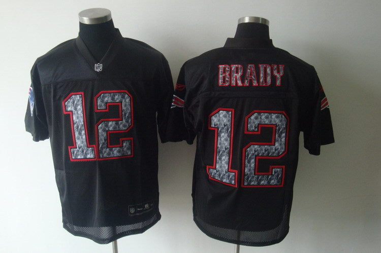 Men’s New England Patriots Tom Brady #12 Black Authentic Jersey