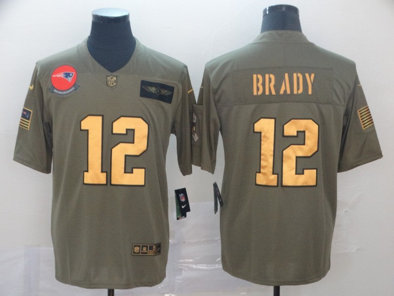 Men’s New England Patriots Tom Brady #12 Brown Jersey