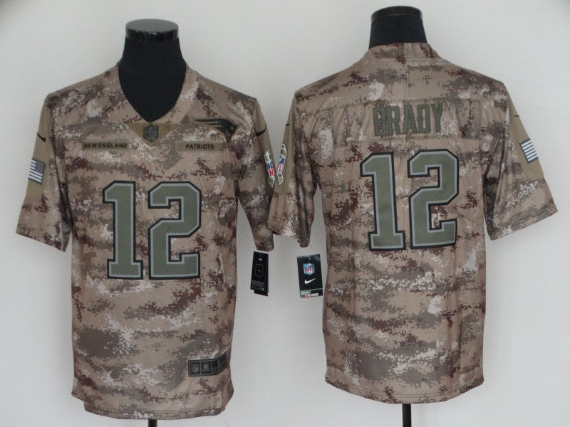 Men’s New England Patriots Tom Brady #12 Camouflage Jersey