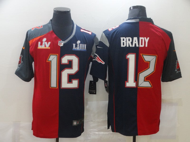 Men’s New England Patriots Tom Brady #12 Red/Navy Jersey