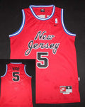 Men’s New Jersey Nets #5 Jason Kidd Red Throwback Swingman Jersey