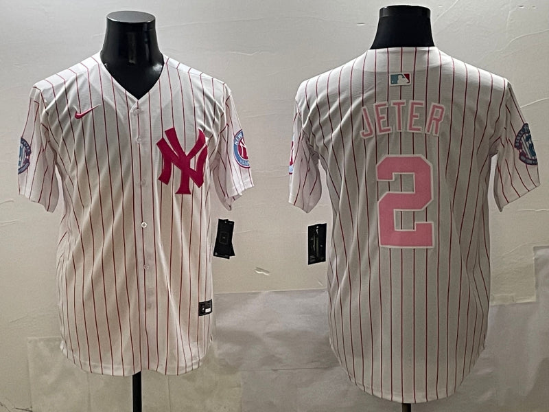 Men’s New York Yankees Derek Jeter #2 White Team Jersey