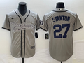 Men’s New York Yankees Giancarlo Stanton #27 Gray Jersey Joint Edition