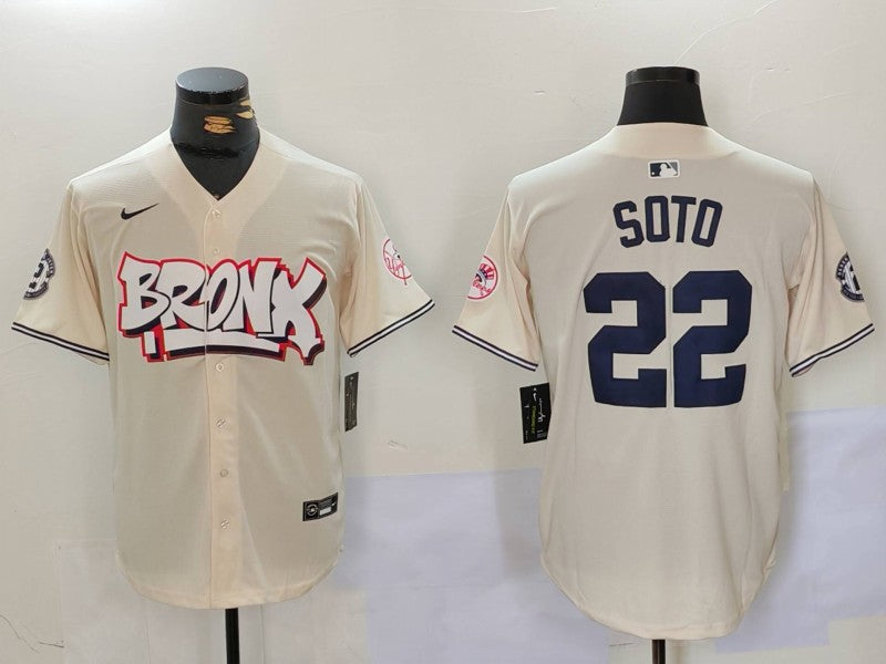 Men’s New York Yankees Juan Soto #22 Cream Limited Jersey