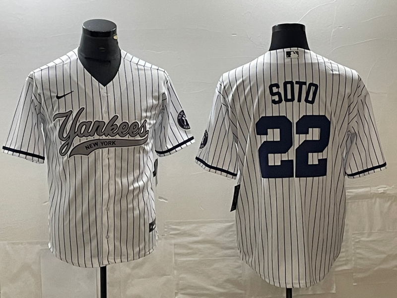 Men’s New York Yankees Juan Soto #22 White Jersey Joint Edition