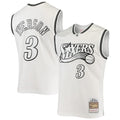 Men’s Philadelphia 76ers #3 Allen Iverson Mitchell & Ness 1997-98 White Out Hardwood Classics Jersey