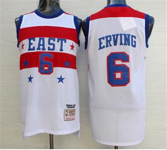 Men’s Philadelphia 76ers #6 Julius Erving 1980 East All star White Throwback Baseketball Jersey