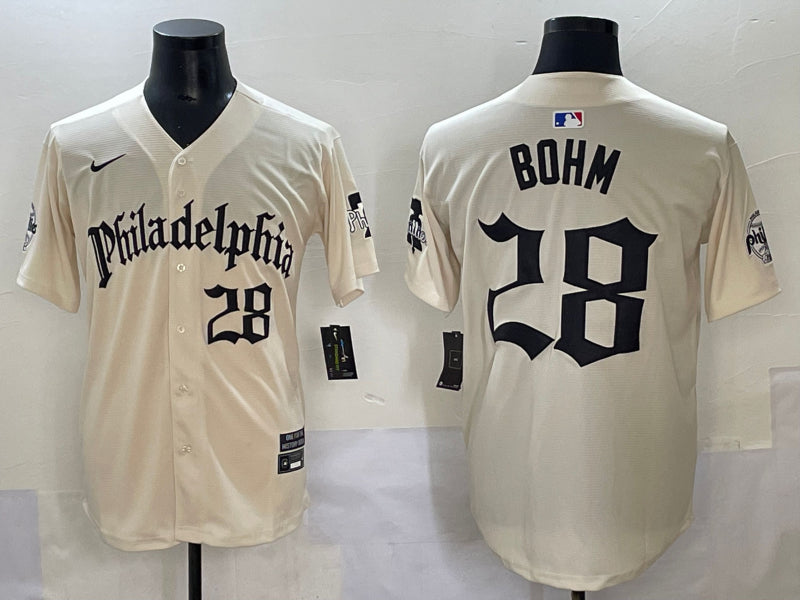 Men’s Philadelphia Phillies Alec Bohm #28 Cream Jersey