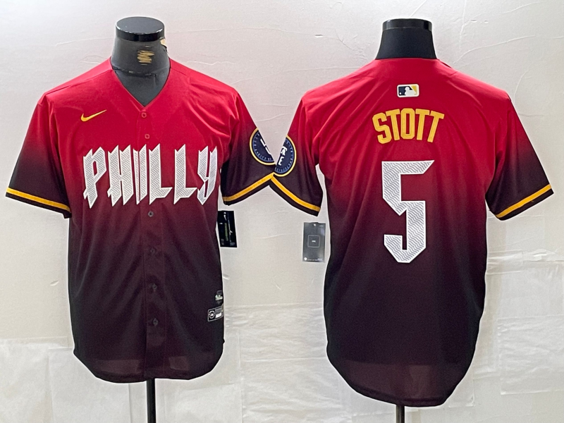 Men’s Philadelphia Phillies Bryson Stott #5 Red 2024 City Connect Limited Jersey