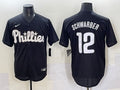 Men’s Philadelphia Phillies Kyle Schwarber #12 Black Lights Out Jersey