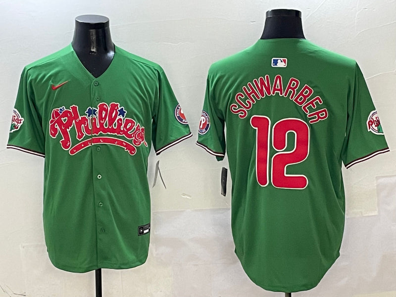 Men’s Philadelphia Phillies Kyle Schwarber #12 Green Jersey