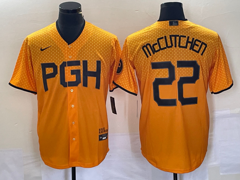 Men’s Pittsburgh Pirates Andrew McCutchen #22 Gold 2023 City Connect Jersey