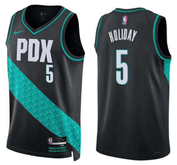 Mens Portland Trail Blazers #5 Jrue Holiday Black 2025-26 City Edition Swingman Jersey