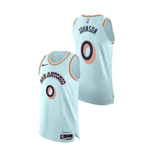 Men’s San Antonio Spurs #0 Keldon Johnson Light Blue 2024-25 City Edition Jersey