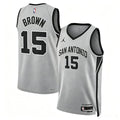 Men’s San Antonio Spurs #15 Maliq Brown 2026 Silver Statement Edition Swingman Jersey