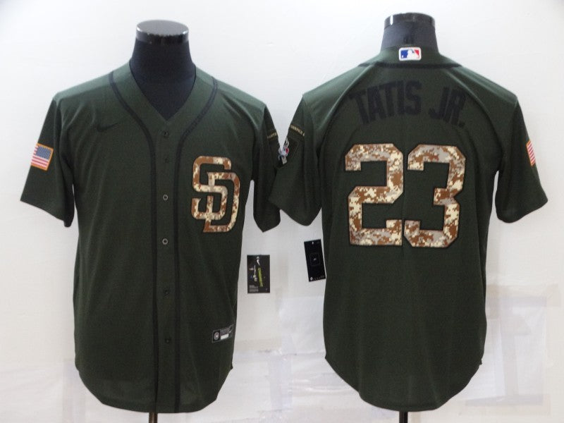 Men’s San Diego Padres Fernando Tatis Jr. #23 Army Green Stitched Jersey