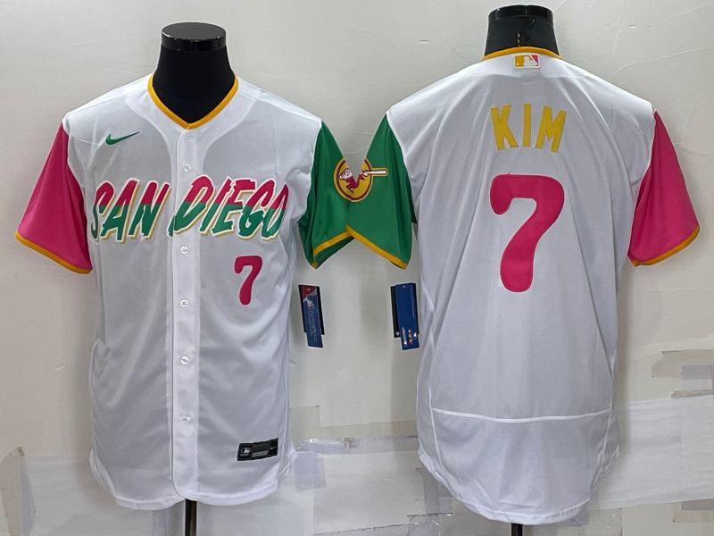 Men’s San Diego Padres Ha-Seong Kim #7 White Stitched Jersey