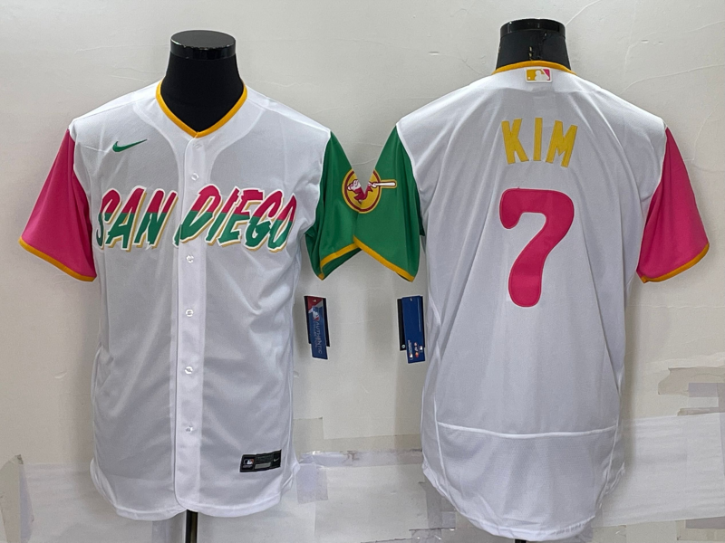 Men’s San Diego Padres Ha-Seong Kim #7 White Stitched Jersey