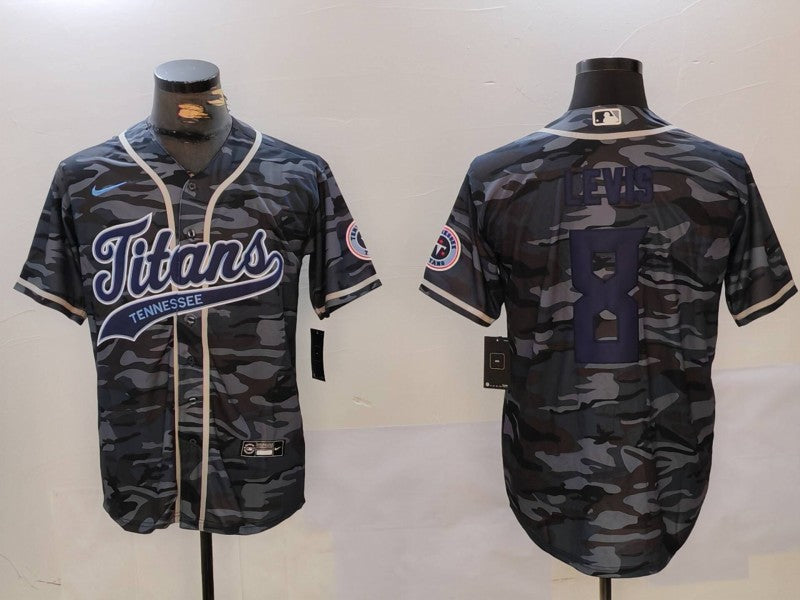 Men’s Tennessee Titans Will Levis #8 Grey Camouflage Jersey