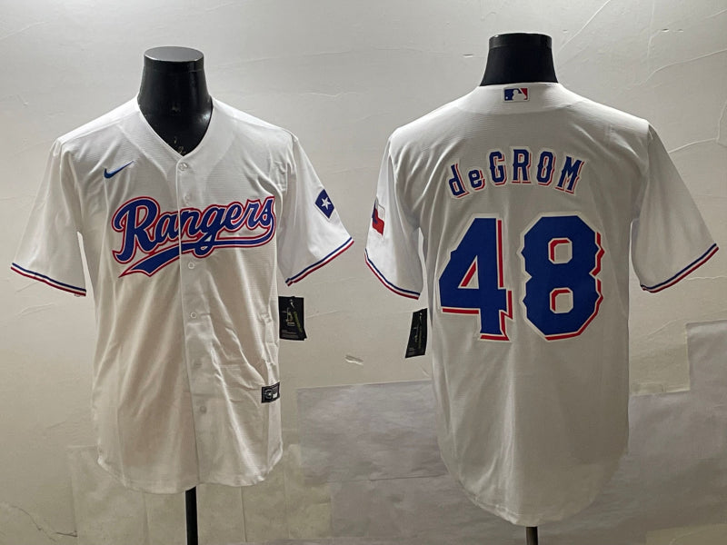 Men’s Texas Rangers Jacob deGrom #48 White Limited Jersey