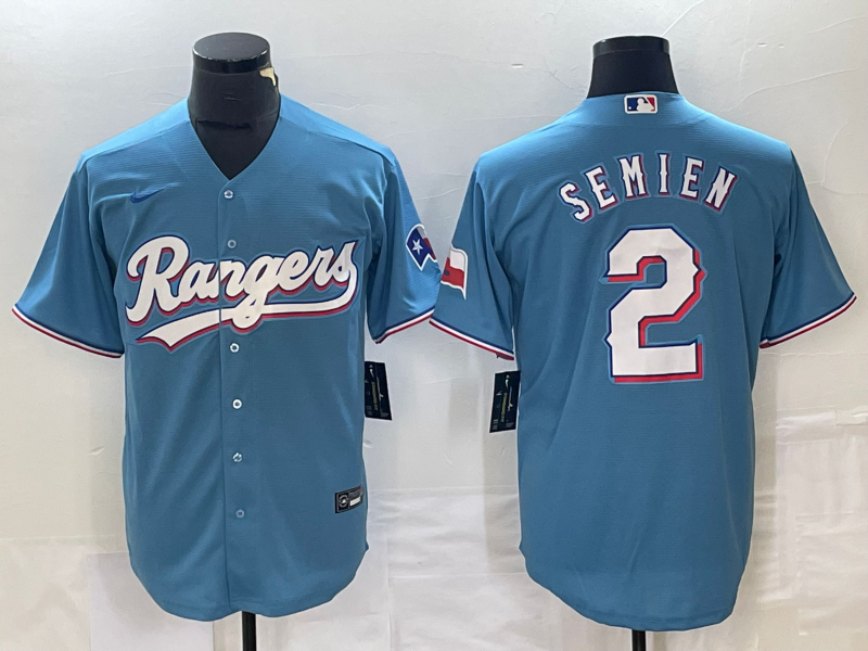 Men’s Texas Rangers Marcus Semien #2 Light Blue Jersey