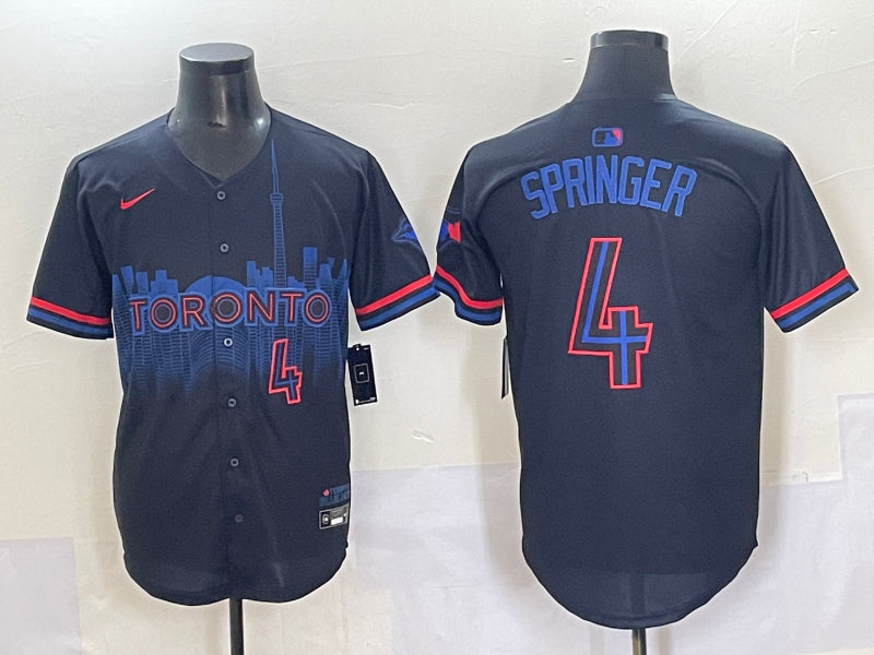 Men’s Toronto Blue Jays George Springer #4 Black 2024 City Connect Limited Jersey