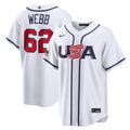 Men’s USA Baseball #62 Logan Webb White 2026 World Baseball Classic Home Stadium Jersey