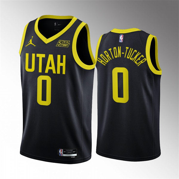 Mens Utah Jazz #0 Talen Horton-Tucker 2022-23 Black Statement Edition Jersey