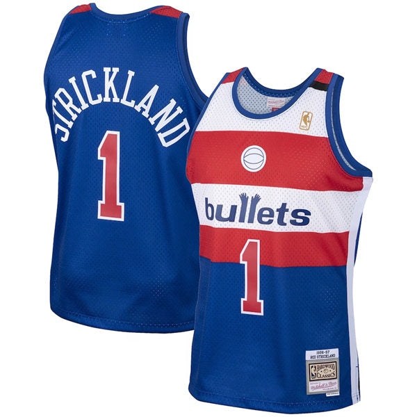 Men’s Washington Bullets #1 Rod Strickland Royal Washington Bullets 2001-02 Hardwood Classics Swingman Jersey