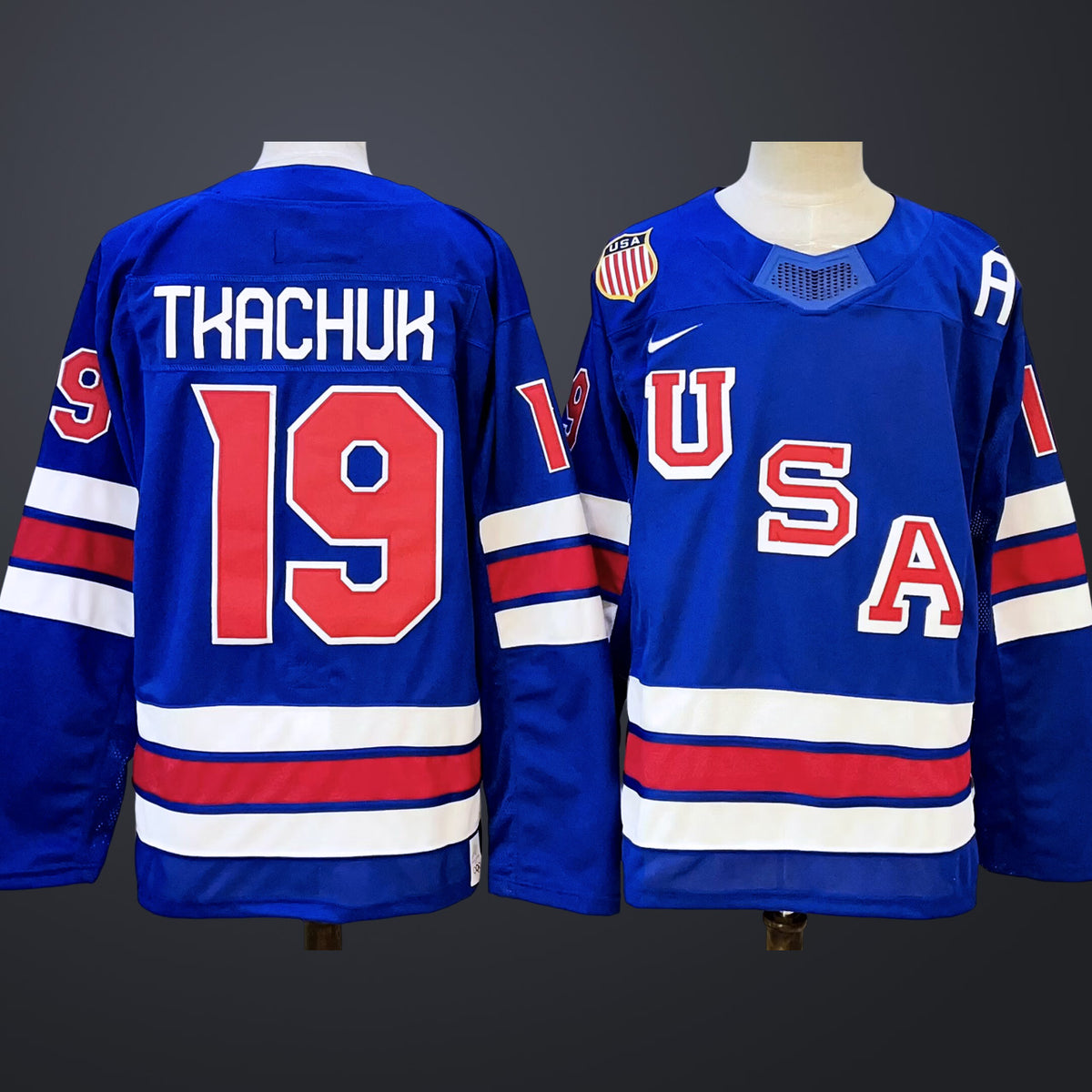 Men’s #19 TKACHUK Team USA 2026 Olympic Navy Stitched Jersey