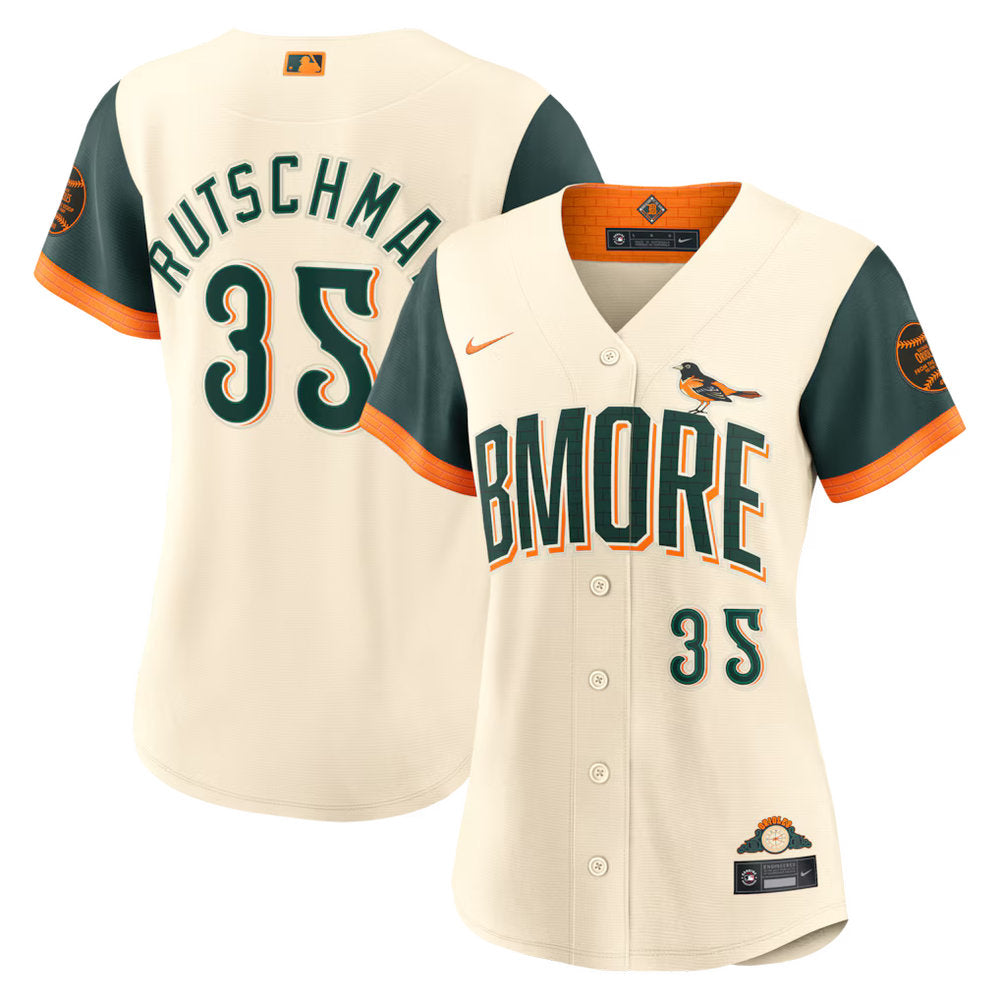 Women’s Baltimore Orioles #35 Adley Rutschman Nike Natural 2026 City Connect Stadium Jersey